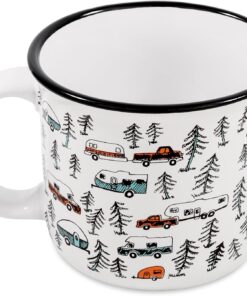 Alternative view of Camco Life is Better at The Campsite Ceramic Coffee Mug - Microwave and Dishwasher Safe - Features Sketched RVs Design - Coffee Cup Holds 14oz. (53383)