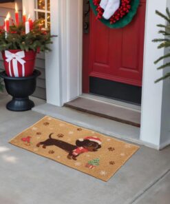 Alternative view of Tinideya Dachshund Christmas Door Mat Outdoor Artificial Coir Door Mat Rug 27 x 16 Inch Xmas Dog Pattern Non Slip Doormats for Home Indoor Holiday Decoration