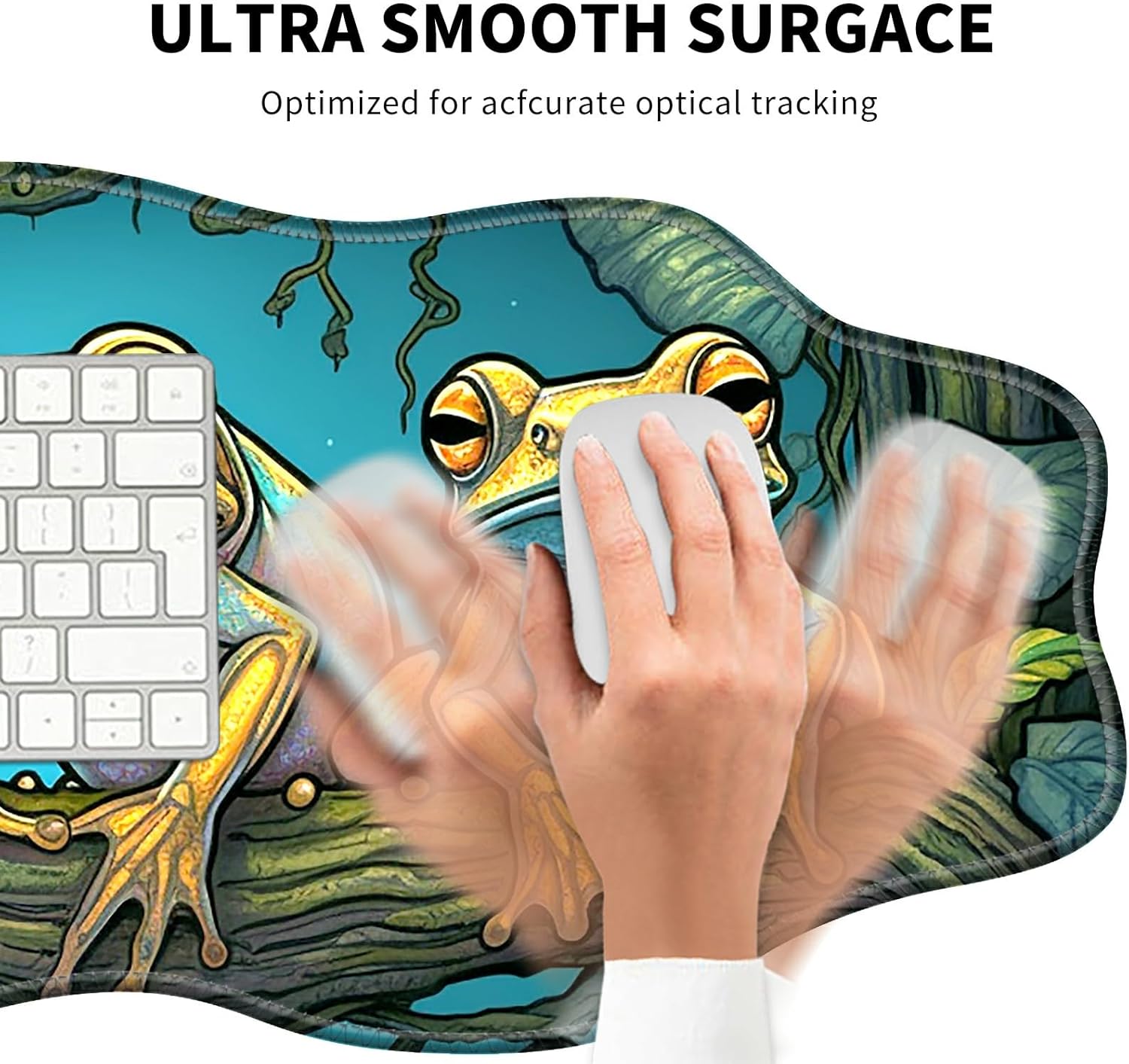 Colorful Frogs Theme 35.4x15.7 Desk Mat Large Mouse Pad for Desk Rubber Base Mousepad with Stitched Edges Big Desk Pad for Work, Game, Office, Home - Image 4