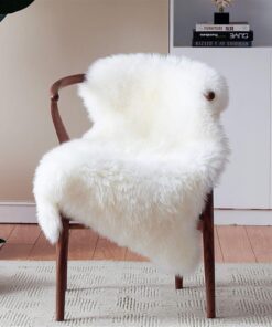 duduta White Faux Sheepskin Throw Rug 2x3 ft, Fluffy Shag Fur Chair Cover Small Bedside Dorm Rug Non Slip Washable