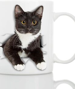 Tuxedo Cat Coffee Mug - Ceramic Funny Coffee Mug - Perfect Cat Lover Gift - Cute Novelty Coffee Mug Present - Great Birthday or Christmas Surprise for Friend or Coworker, Men and Women (11oz)