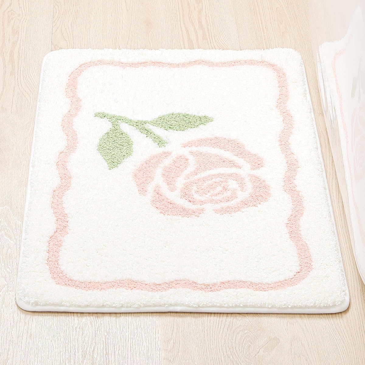 Molesun Floral Bath Mat, Bathroom Rug Non-Slip Soft Shower Rug Microfiber Cute Bath Rug for Kids, Water Absorbent Thick Shaggy Floor Mats for Bedroom, Kitchen, Home Decor, 16x24 - Image 3