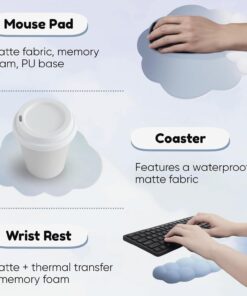 Alternative view of THONIV - Cloud Wrist Rest for Keyboard and Mouse, Soft Memory Foam Support with Non-Slip Base, Cute Cloud Design for Typing, Gaming, Office, Bonus Coaster Included for Desk Aesthetic (Blue Gradient)