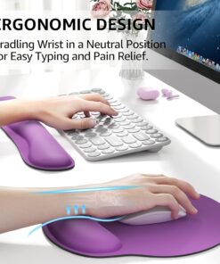 Alternative view of KTRIO Ergonomic Keyboard Wrist Rest and Mouse Pad with Wrist Rest Set, Memory Foam Wrist Support for Typing, Gaming, Office and Home Use, Pale Pink, Violet Purple