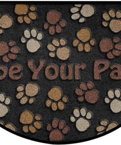 bnil Half Round Welcome Mat Dog Wipe Your Paws Door Mat Outdoor Entrance, 16x24 inches, Water Resistant, Brown