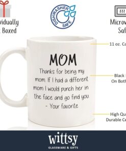 Alternative view of Thanks For Being My Mom Funny Coffee Mug - Gifts for Mom from Son, Daughter - mothers day mugs from Kids - Unique Gag Birthday Present Idea for Women, Her - Cool Novelty Mother Mug, Cup