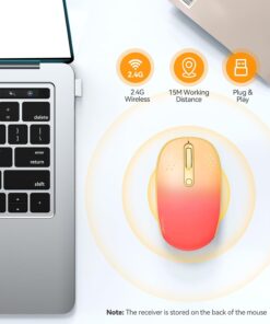 Alternative view of TECKNET Wireless Mouse, 2.4G Quiet Computer Mouse with USB Receiver, 4 Buttons Portable Cordless Mice for Chromebook, Laptop, PC, Mac, 800/1200/1600 DPI - Red-Pink Gradient