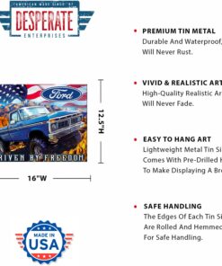 Alternative view of Desperate Enterprises Ford Freedom Truck Tin Sign - Nostalgic Vintage Metal Wall Decor - Made in USA