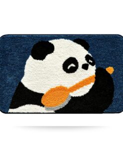 Cute Panda Bathroom Rugs Adorable Animal Bath Mat Cartoon Floor Mats, Non Slip Extra Absorbent Soft Bath Rug, Machine Washable, Bathtub Carpet Shower Indoor Area Use (16" x 24", Bathing)