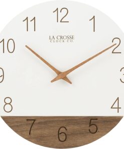 La Crosse Technology 12" Sierra Wood Quartz Analog Wall Clock - White - 404-3630B