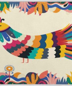 Colorful Mexican Design Stylish Artistic Bird Dish Drying Mat for Kitchen, Absorbent Microfiber Drying Pad Dish Mat, 24" X 18"