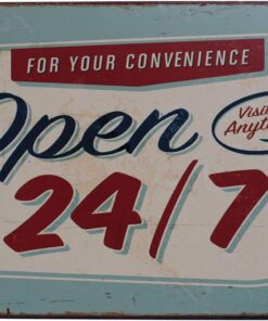 UOOPAI Open 24/7 Funny Tin Sign Bar Pub Garage Diner Cafe Plaque Wall Decor Home Decor Art Poster Retro Vintage