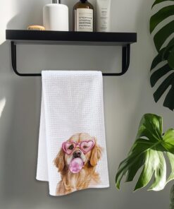 Alternative view of Cabana Bro Golden Retriever Gifts Bathroom Hand Towels, Golden Retriever Gifts for Women, Funny Goldie Dog Blow Bubbles Decorative Hand Towels for Kids Bath Room Washroom Spa Dorm, 16x24 Inch