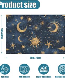 Alternative view of Celestial Sun Moon Indoor Door Mat, Outdoor Entrance Doormat for Entryway Kitchen Bathroom 17 X 29 Inch
