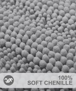 Alternative view of Grandaily Chenille Striped Bathroom Rugs 24x16, Extra Thick and Absorbent Bath Mats, Non-Slip Soft Plush Shaggy Shower Carpet, Machine Wash Dry, Bath Rug for Bathroom, (Small, Dark Gray)