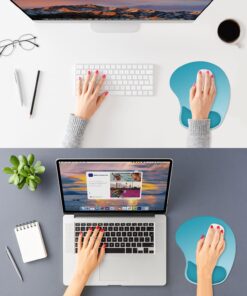 Alternative view of ITNRSIIET Ergonomic Mouse Pad, Cushioned Gel Wrist Rest, Non-Slip Base, Smooth Surface, Compatible with All Mice for Office & Gaming, Desk Accessory, 9.5 x 8.2 inch, Ombre Blue Gradient