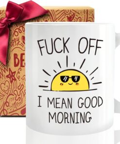 Funny Coffee Mug Gift for Women Men, F Off I Mean Good Morning mug, Novelty Adult Humor Sarcastic Mugs Gifts for Friends Family Classmates Coworkers, funny Christmas Birthday Sarcasm mug gift idea102