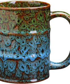 Ceramic 20 oz Coffee Mugs - Large Tea Cup for Office and Home - Dishwasher and Microwave Safe (1, Green and Blue)
