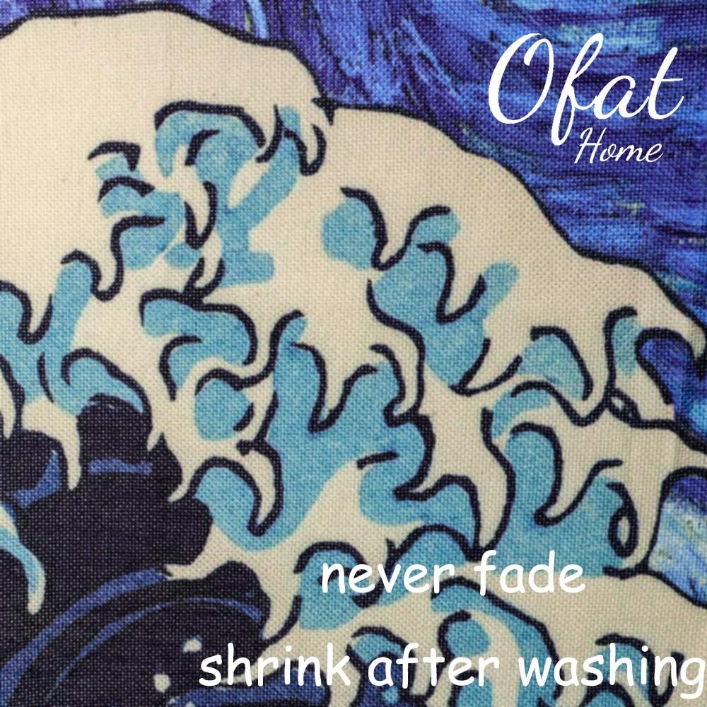 Ofat Home Chinese Ink Painting Doorway Curtain Carps Koi Fishes Japanese Noren Bring You Good Luck Tapestry for Wall Hanging Bedroom Divider Kitchen Partition Bathroom Door Decor, 33.5"x 59" - Image 2