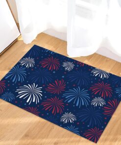 Alternative view of Doormat American Flag Stars Door Mat Welcome Mats Entrance Floor Mat Red White and Blue Fireworks Patriotic Rug 4th of July Independence Memorial Day Floor Mat for Holiday Outdoor Indoor 18x30 Inch