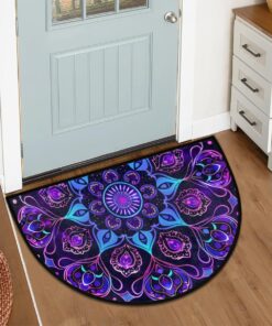 Alternative view of Front Door Mat Indoor Outdoor Entrance, Mandala Boho India Half Round Door Mat Absorbent Non-Slip Backing Welcome Doormat Patio Entryway Low Profile Floor Mats for Kitchen Fireplace 36" x 24"
