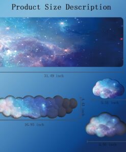 Alternative view of Cloud Wrist Rest Keyboard Galaxy Mouse Pad Set Gradient Blue Large Desk Mat Ergonomic Space Wrist Pad Memory Foam Non-Slip Stars Wrist Support for Computer Laptop Gaming Home Office Relief Typing Pain