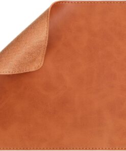 Wood Mouse Pads, Leather Mouse Pad, Double Side Mousepad with Stitched Edge, Waterproof Gaming MousePads, Non-Slip Rubber Base for Computers, Laptop, Office & Home, 10.2 x 8.3 Inch, 1 Pack (Brown)