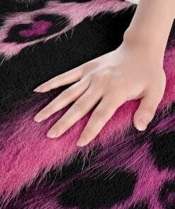 Alternative view of jejeloiu 3D Pink Leopard Soft Fleece Door Carpet Adult Leopard Polyester Bath Rug for Boys Girls Animal Print Non Slip Bath Mat Wild Animal Fur Bathroom Floor Indoor Doormat,16x24 Inch