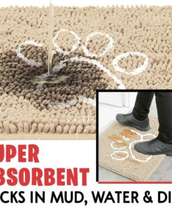 Alternative view of MUDGUARD MAT? Dog Door Mat with Paw Design for Muddy Paws, Super Absorbent Microfiber, Non-Slip Indoor Mat, Quick-Dry Chenille Rug for Pets & Entryway, Machine Washable, Beige 16" x 24"