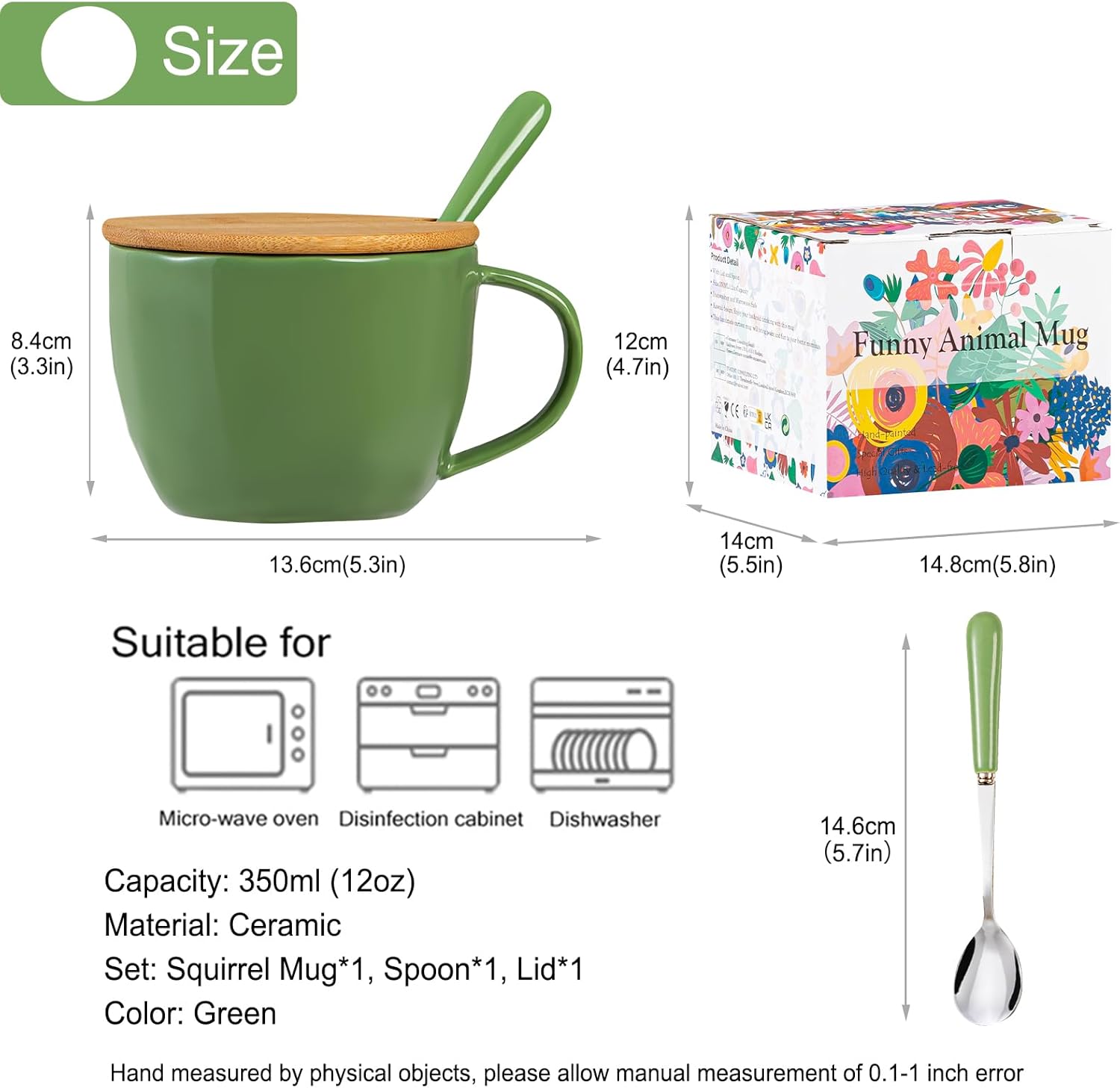 Squirrel Gifts for Women Men Cute Squirrel Ceramic Mug Hidden 3D Animal Inside Unqiue Coffee Mug Tea Cup with Lid Spoon Cool Stuff Home Decor Christmas Birthday Gifts for Her Friends Sisters Besties - Image 4