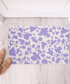 Alternative view of Feelyou Cow Print Doormats Floor Mat 16"x24" Kids Purple White Bath Mats for Bathroom for Boys Girls Teens Cartoon Milk Cow Bath Rugs for Shower Tub Non-Slip Animal Bathroom Accossories Farmhouse