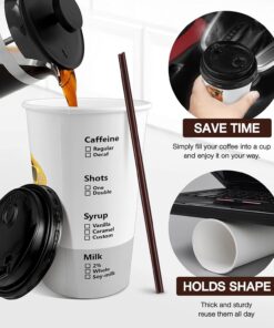 Alternative view of KPX 72 Sets Disposable Coffee Cups with Lids, White Brown To Go Paper Cups, 16 Ounce Hot Drink Cups with Lids & Straws for Office Parties Home Travel (Dog Theme)