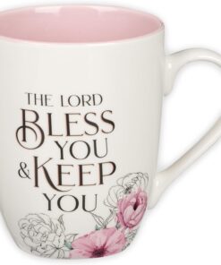 Christian Art Gifts Inspirational Ceramic Coffee & Tea Scripture Mug for Women: May the Lord Bless You Encouraging Bible Verse, Microwave & Dishwasher Safe Novelty Drinkware, White/Pink Floral, 12 oz.
