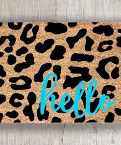 Leopard Print Welcome Mat - Animal Print Cute Doormat, Coir Outdoor & Indoor, 30x18 Inch