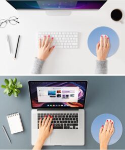 Alternative view of ITNRSIIET Mouse Pad Non-Slip Rubber Base Smooth Surface Stitched Edges Waterproof Durable Compatible with All Mice for Office & Gaming, Desk Accessory, Diameter 8.7 inch, Azure Gradient