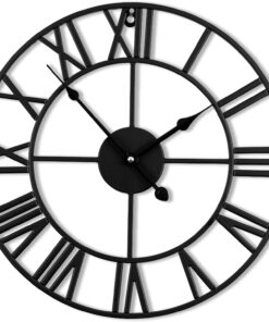 20inch/50cm Large Wall Clocks for Living Room Decor,Modern,Battery Operated,Silent,Non Ticking,Big Black Round Wall Clock for Home,Farmhouse,Office,Decoration(Iron Roman Numerals, 20 inches)