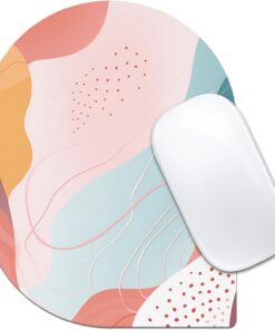 Bohemian Lines Mouse Pad, 6 x 8 in Minimalist Pattern Design, Oval-Angle Portable Mousepad with Non-Slip Base for Laptop Computer