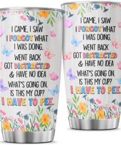 Funny Quote Travel Mug for Women Men, 20oz Stainless Steel Insulated Tumbler with Floral Butterfly Design, Sarcastic Saying Gift for Seniors, Mom, Dad, Retirement, Birthday
