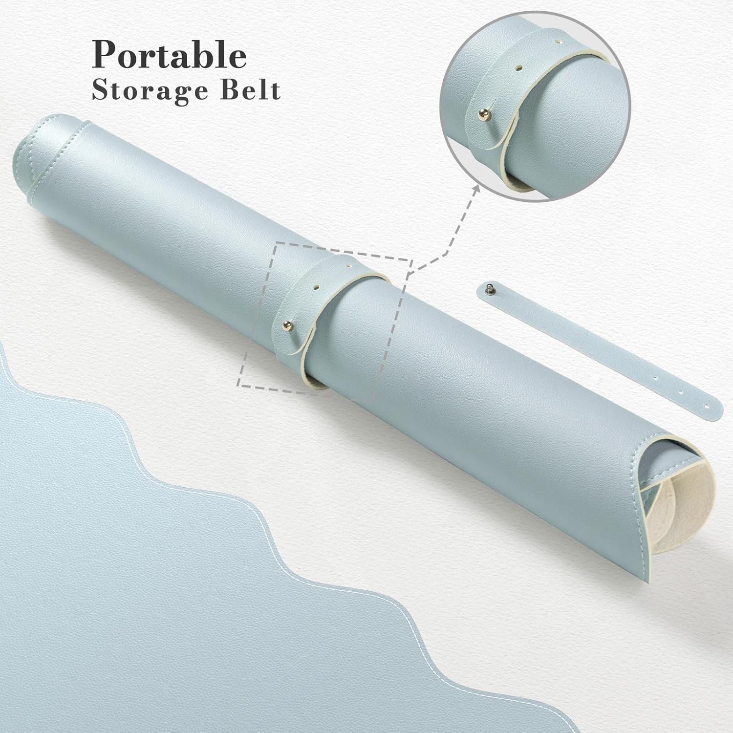 iCasso Leather Mouse Pad,Extra Large Desk Pad for Desktop,Waterproof PU Desk Cover Mat,Cute Scalloped Keyboard Mats for Women Girl,Non-Slip Computer Pad for Office Home Dorm - Image 6