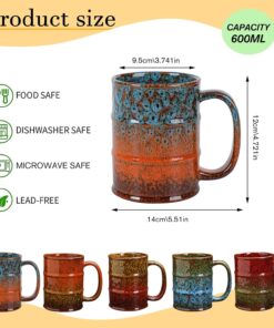 Alternative view of Ceramic 20 oz Coffee Mugs - Large Tea Cup for Office and Home - Dishwasher and Microwave Safe (1, Green and Blue)
