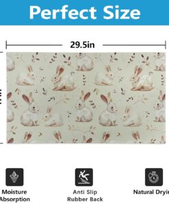Alternative view of Turamurra Cute Bunny Rabbit Indoor Door Mat Gifts, Floor Area Rug for Entryway, Living Room or Bathroom, Non-Slip Watercolor Woodland Animal Theme Doormat Home Decor Rug 17x29.5 Inch