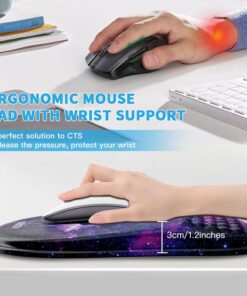 Alternative view of Mouse Pad with Wrist Rest, Ergonomic Mousepads with Wrist Support, Soft Lycra Fabric Memory Foam Office Desk Accessories for Comfort/Pain Relief/PC Gaming/Computer/Laptop (Purple Galaxy)