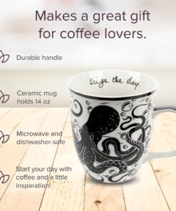 Alternative view of Karma Gifts 16 oz Black and White Boho Mug Octopus - Cute Coffee and Tea Mug - Ceramic Coffee Mugs for Women and Men