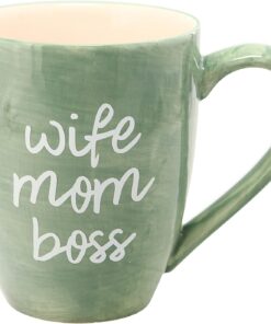 Mom Life Wife Mom Boss Green Large 20 oz Ceramic Coffee Mug Tea Cup, Green