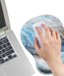 Alternative view of Gel Mouse Pad with Wrist Rest, Ergonomic Concave Wrist Support Mousepad with Non-Slip PU Base & Smooth Surface Comfortable Desk Accessories Mat for Office, Home Gaming and Study (Marble 01)