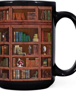 2IMT Books Mug Librarian Gifts for Book Lovers Women - Library Coffee Mug Book Club Gifts for Women - Reading Bookish Items Bookworm Librarian Lovers for Readers Writer Black 15oz