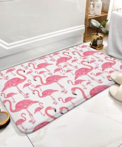 Pink Flamingo Bird Bathroom Rug Mat, Extra Soft and Absorbent Microfiber Bath Rugs, Non-Slip Plush Bath Carpet, Bath Mats for Bathroom Floor, Tub and Shower 16"x24"