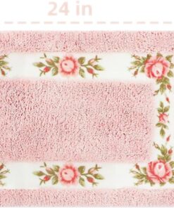Alternative view of QMEAKMONY Bathroom Rugs Romantic Rose Flower Bath Rugs - Soft, Absorbent, Non-Slip,Entrance Mat(Pink,16x24 in)