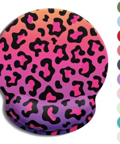 Auhoahsil Ergonomic Mouse Pad with Wrist Rest, Comfortable Silicone Non-slip Computer Pain Relief Gel Mouse Mat with Wrist Support for Gaming, Work, Office, Women & Men, Cute Pattern, Colorful Leopard