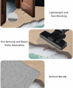 Alternative view of Indoor Door Mat, Summer Beach Starfish Absorbent Entrance Mat Doormat Low Profile Floor Mats for Front Back Door Entryway 16x24in Teal Gradient Sea Water Wave